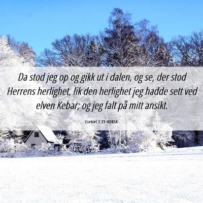 Picture 06 - Esekiel 3:23 NORSK - Da stod jeg op og gikk ut i dalen, og se, der - Bible Verse Picture