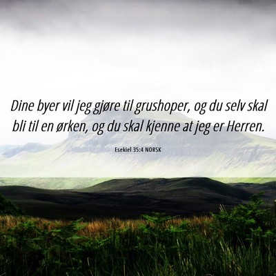 Picture 06 - Esekiel 35:4 NORSK - Dine byer vil jeg gjøre til grushoper, og du - Bible Verse Picture