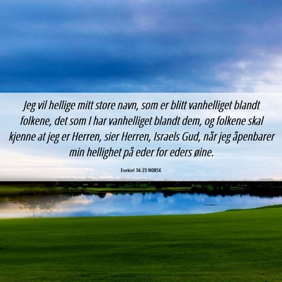 Picture 06 - Esekiel 36:23 NORSK - Jeg vil hellige mitt store navn, som er blitt - Bible Verse Picture