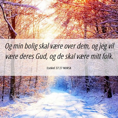 Picture 06 - Esekiel 37:27 NORSK - Og min bolig skal være over dem, og jeg vil - Bible Verse Picture
