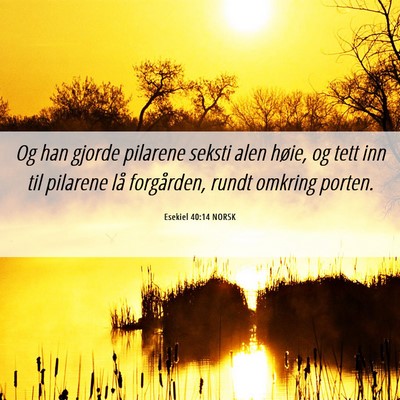 Picture 06 - Esekiel 40:14 NORSK - Og han gjorde pilarene seksti alen høie, og tett - Bible Verse Picture