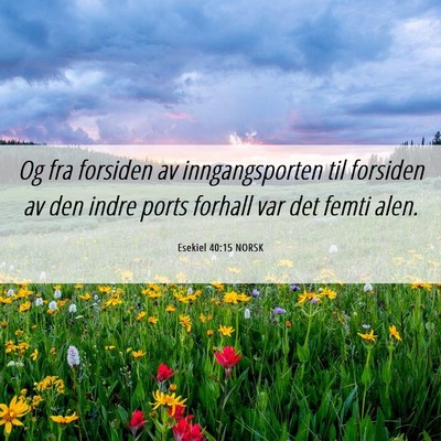 Picture 06 - Esekiel 40:15 NORSK - Og fra forsiden av inngangsporten til forsiden av - Bible Verse Picture