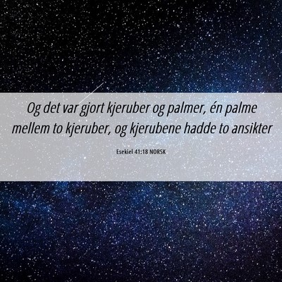 Picture 06 - Esekiel 41:18 NORSK - Og det var gjort kjeruber og palmer, én palme - Bible Verse Picture