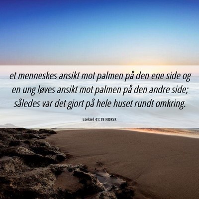 Picture 06 - Esekiel 41:19 NORSK - et menneskes ansikt mot palmen på den ene side - Bible Verse Picture