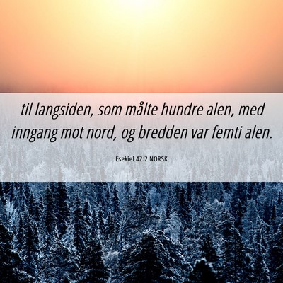 Picture 06 - Esekiel 42:2 NORSK - til langsiden, som målte hundre alen, med - Bible Verse Picture