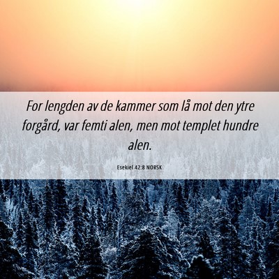 Picture 06 - Esekiel 42:8 NORSK - For lengden av de kammer som lå mot den ytre - Bible Verse Picture