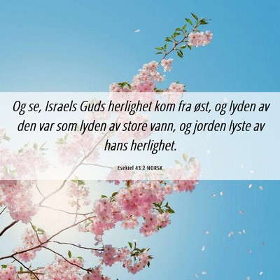 Picture 06 - Esekiel 43:2 NORSK - Og se, Israels Guds herlighet kom fra øst, og - Bible Verse Picture