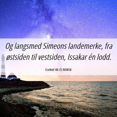 Picture 06 - Esekiel 48:25 NORSK - Og langsmed Simeons landemerke, fra østsiden til - Bible Verse Picture