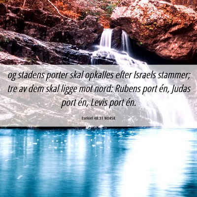 Picture 06 - Esekiel 48:31 NORSK - og stadens porter skal opkalles efter Israels - Bible Verse Picture