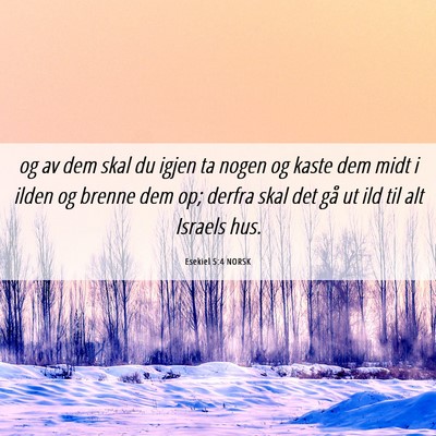 Picture 06 - Esekiel 5:4 NORSK - og av dem skal du igjen ta nogen og kaste dem - Bible Verse Picture