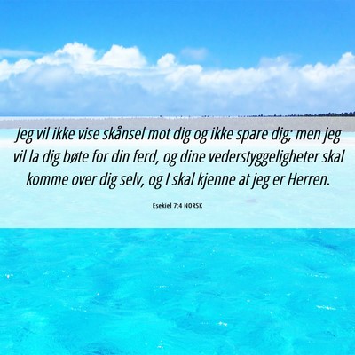 Picture 06 - Esekiel 7:4 NORSK - Jeg vil ikke vise skånsel mot dig og ikke spare - Bible Verse Picture