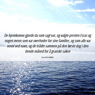 Picture 06 - Esra 10:16 NORSK - De hjemkomne gjorde da som sagt var, og valgte - Bible Verse Picture
