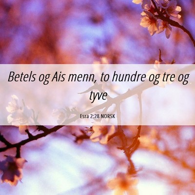 Picture 06 - Esra 2:28 NORSK - Betels og Ais menn, to hundre og tre og - Bible Verse Picture