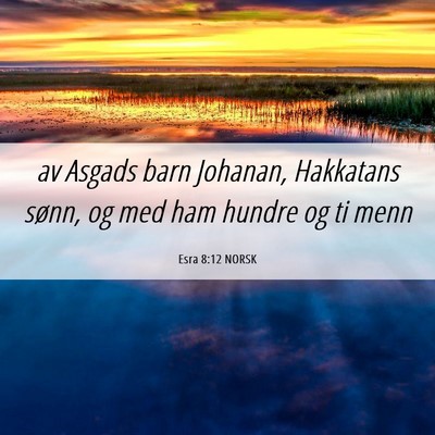 Picture 06 - Esra 8:12 NORSK - av Asgads barn Johanan, Hakkatans sønn, og med - Bible Verse Picture