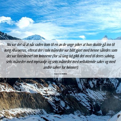 Picture 06 - Ester 2:12 NORSK - Nu var det så at når raden kom til en av de - Bible Verse Picture