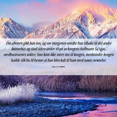 Picture 06 - Ester 2:14 NORSK - Om aftenen gikk hun inn, og om morgenen vendte - Bible Verse Picture