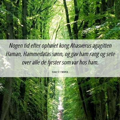 Picture 06 - Ester 3:1 NORSK - Nogen tid efter ophøiet kong Ahasverus agagitten - Bible Verse Picture