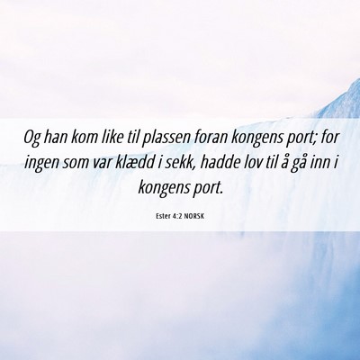 Picture 06 - Ester 4:2 NORSK - Og han kom like til plassen foran kongens port; - Bible Verse Picture