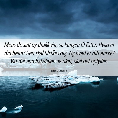 Picture 06 - Ester 5:6 NORSK - Mens de satt og drakk vin, sa kongen til Ester: - Bible Verse Picture