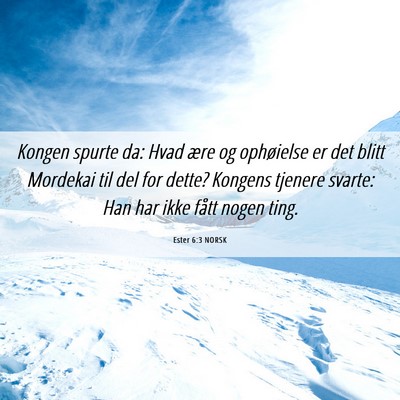 Picture 06 - Ester 6:3 NORSK - Kongen spurte da: Hvad ære og ophøielse er det - Bible Verse Picture