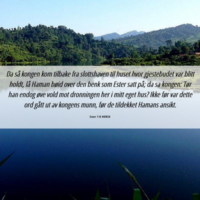 Picture 06 - Ester 7:8 NORSK - Da så kongen kom tilbake fra slottshaven til - Bible Verse Picture