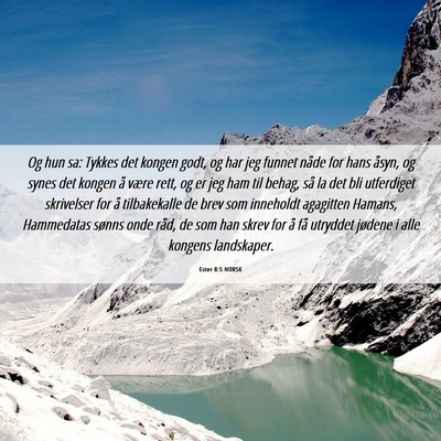 Picture 06 - Ester 8:5 NORSK - Og hun sa: Tykkes det kongen godt, og har jeg - Bible Verse Picture