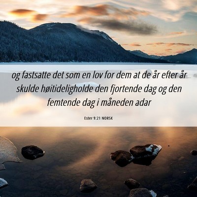 Picture 06 - Ester 9:21 NORSK - og fastsatte det som en lov for dem at de år - Bible Verse Picture