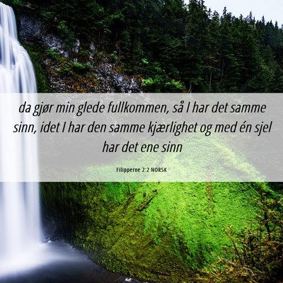 Picture 06 - Filipperne 2:2 NORSK - da gjør min glede fullkommen, så I har det - Bible Verse Picture