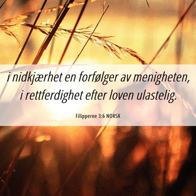 Picture 06 - Filipperne 3:6 NORSK - i nidkjærhet en forfølger av menigheten, i - Bible Verse Picture