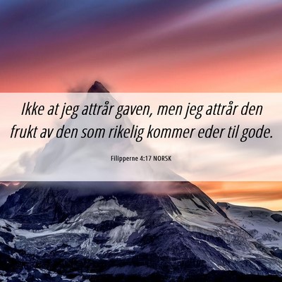 Picture 06 - Filipperne 4:17 NORSK - Ikke at jeg attrår gaven, men jeg attrår den - Bible Verse Picture
