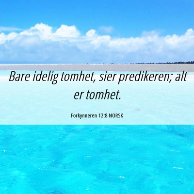 Picture 06 - Forkynneren 12:8 NORSK - Bare idelig tomhet, sier predikeren; alt er - Bible Verse Picture