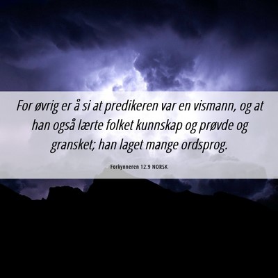 Picture 06 - Forkynneren 12:9 NORSK - For øvrig er å si at predikeren var en vismann, - Bible Verse Picture