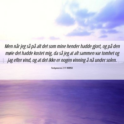 Picture 06 - Forkynneren 2:11 NORSK - Men når jeg så på alt det som mine hender - Bible Verse Picture