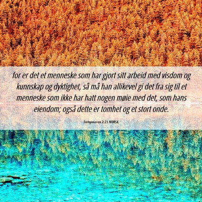 Picture 06 - Forkynneren 2:21 NORSK - for er det et menneske som har gjort sitt arbeid - Bible Verse Picture