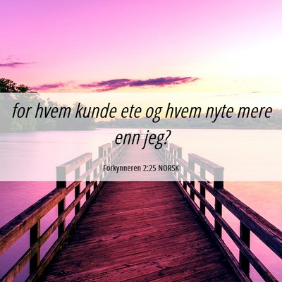 Picture 06 - Forkynneren 2:25 NORSK - for hvem kunde ete og hvem nyte mere enn - Bible Verse Picture