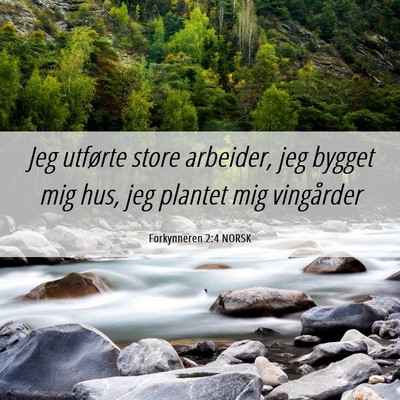 Picture 06 - Forkynneren 2:4 NORSK - Jeg utførte store arbeider, jeg bygget mig hus, - Bible Verse Picture