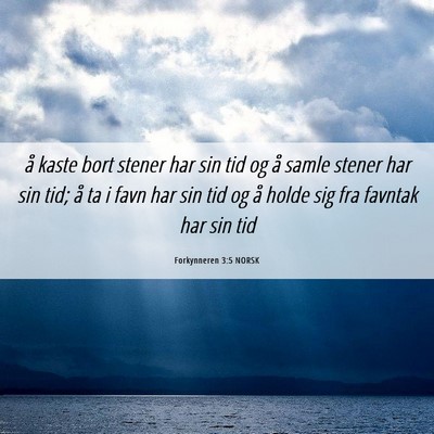 Picture 06 - Forkynneren 3:5 NORSK - å kaste bort stener har sin tid og å samle - Bible Verse Picture