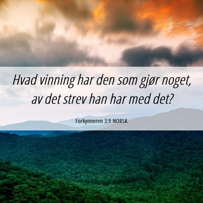 Picture 06 - Forkynneren 3:9 NORSK - Hvad vinning har den som gjør noget, av det - Bible Verse Picture