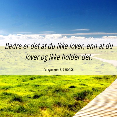 Picture 06 - Forkynneren 5:5 NORSK - Bedre er det at du ikke lover, enn at du lover og - Bible Verse Picture