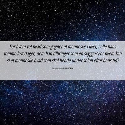 Picture 06 - Forkynneren 6:12 NORSK - For hvem vet hvad som gagner et menneske i livet, - Bible Verse Picture
