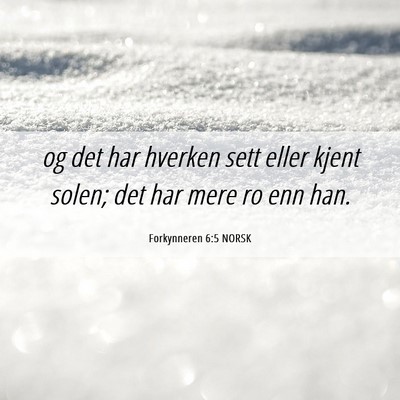 Picture 06 - Forkynneren 6:5 NORSK - og det har hverken sett eller kjent solen; det - Bible Verse Picture