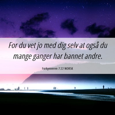 Picture 06 - Forkynneren 7:22 NORSK - For du vet jo med dig selv at også du mange - Bible Verse Picture