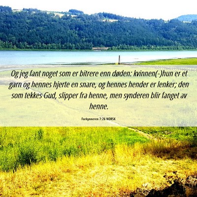 Picture 06 - Forkynneren 7:26 NORSK - Og jeg fant noget som er bitrere enn døden: - Bible Verse Picture