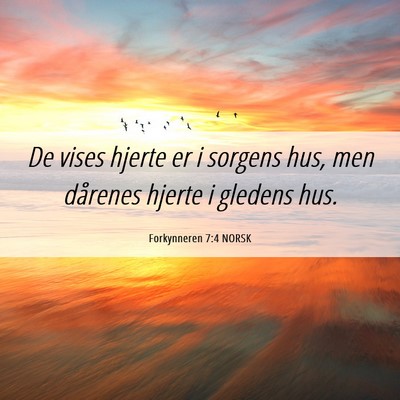 Picture 06 - Forkynneren 7:4 NORSK - De vises hjerte er i sorgens hus, men dårenes - Bible Verse Picture