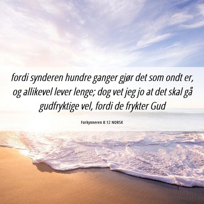Picture 06 - Forkynneren 8:12 NORSK - fordi synderen hundre ganger gjør det som ondt - Bible Verse Picture