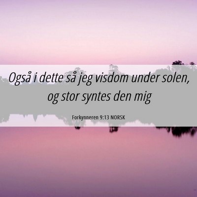 Picture 06 - Forkynneren 9:13 NORSK - Også i dette så jeg visdom under solen, og stor - Bible Verse Picture