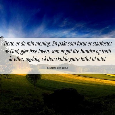 Picture 06 - Galaterne 3:17 NORSK - Dette er da min mening: En pakt som forut er - Bible Verse Picture