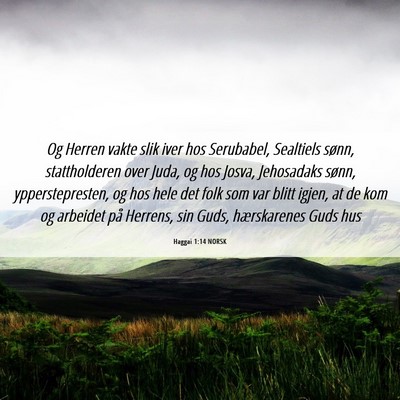 Picture 06 - Haggai 1:14 NORSK - Og Herren vakte slik iver hos Serubabel, - Bible Verse Picture