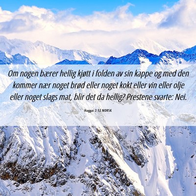 Picture 06 - Haggai 2:12 NORSK - Om nogen bærer hellig kjøtt i folden av sin - Bible Verse Picture