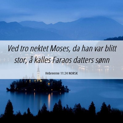 Picture 06 - Hebreerne 11:24 NORSK - Ved tro nektet Moses, da han var blitt stor, å - Bible Verse Picture
